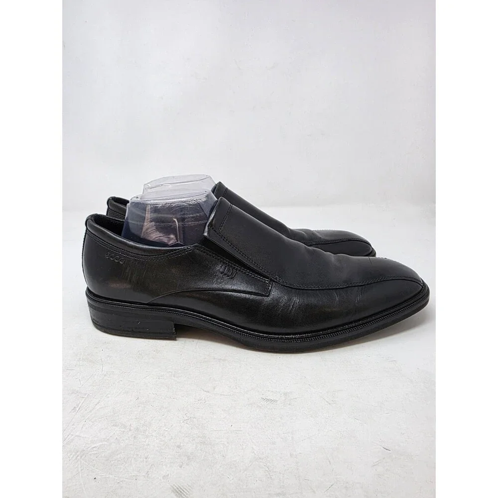 ECCO Helsinki Slip-On Loafer Black Dress Shock Point Shoes Mens Sz US9/EU43